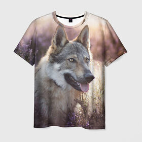 Мужская футболка 3D с принтом Волк в Белгороде, 100% полиэфир | прямой крой, круглый вырез горловины, длина до линии бедер | dog | взгляд | волк | лайка | собака | хаски