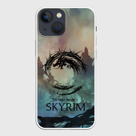 Чехол для iPhone 13 mini с принтом The Elder Scrolls SKYRIM в Белгороде,  |  | art game | art skyrim | forest | game | skyrim | the elder scrolls v skyrim | горы | довакин | древние свитки | игра | лес | небо | скайрим