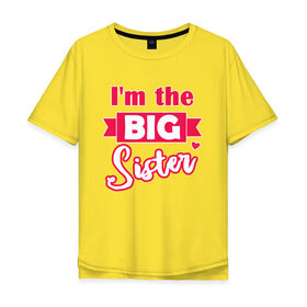 Мужская футболка хлопок Oversize с принтом Big Sister в Белгороде, 100% хлопок | свободный крой, круглый ворот, “спинка” длиннее передней части | big sister | большая сестра | девочке | малышка | ребенку | сестра | сестры | старшая сестра