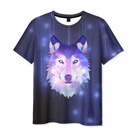 Мужская футболка 3D с принтом Космический Волк в Белгороде, 100% полиэфир | прямой крой, круглый вырез горловины, длина до линии бедер | poligon | space | star | stars | werewolf | wild | wolf | wolfs | волк | волки | волчата | волченок | волчица | вселенная | дикий | звезда | звезды | космический | космос | луна | оборотень | падающие | полигон | полигоны