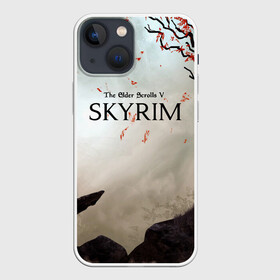 Чехол для iPhone 13 mini с принтом The Elder Scrolls SKYRIM 5 в Белгороде,  |  | art game | art skyrim | forest | game | skyrim | the elder scrolls v skyrim | горы | довакин | древние свитки | игра | лес | небо | скайрим