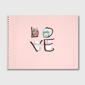 Альбом для рисования с принтом LOVE зверушки в Белгороде, 100% бумага
 | матовая бумага, плотность 200 мг. | Тематика изображения на принте: love