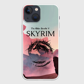 Чехол для iPhone 13 mini с принтом The Elder Scrolls в Белгороде,  |  | art game | art skyrim | forest | game | skyrim | the elder scrolls v skyrim | горы | довакин | древние свитки | игра | лес | небо | скайрим