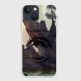 Чехол для iPhone 13 mini с принтом The Elder Scrolls в Белгороде,  |  | art game | art skyrim | forest | game | skyrim | the elder scrolls v skyrim | горы | довакин | древние свитки | игра | лес | небо | скайрим