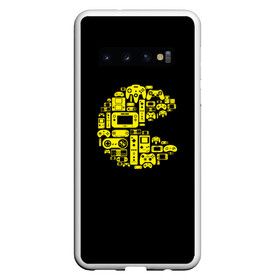 Чехол для Samsung Galaxy S10 с принтом Pac-Man в Белгороде, Силикон | Область печати: задняя сторона чехла, без боковых панелей | game | gamer | gaming | nds | nintendo | pac man | ps3 | ps4 | psp | wii | xbox | аркада | джойстик | игра | игровая приставка | игры | классика игр | контроллер | пакман