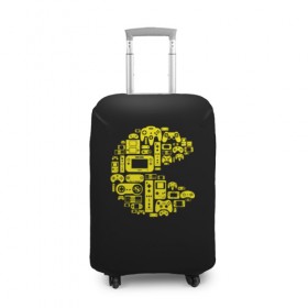 Чехол для чемодана 3D с принтом Pac-Man в Белгороде, 86% полиэфир, 14% спандекс | двустороннее нанесение принта, прорези для ручек и колес | game | gamer | gaming | nds | nintendo | pac man | ps3 | ps4 | psp | wii | xbox | аркада | джойстик | игра | игровая приставка | игры | классика игр | контроллер | пакман