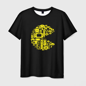 Мужская футболка 3D с принтом Pac-Man в Белгороде, 100% полиэфир | прямой крой, круглый вырез горловины, длина до линии бедер | game | gamer | gaming | nds | nintendo | pac man | ps3 | ps4 | psp | wii | xbox | аркада | джойстик | игра | игровая приставка | игры | классика игр | контроллер | пакман