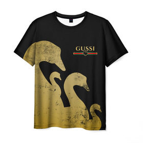 Мужская футболка 3D с принтом GUSSI GOLD в Белгороде, 100% полиэфир | прямой крой, круглый вырез горловины, длина до линии бедер | fasion | gold | gucci | gussi | trend | гусси | гуччи | золото | золотой | мода | одежда | тренд | тренды