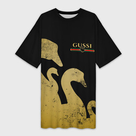 Платье-футболка 3D с принтом GUSSI GOLD в Белгороде,  |  | Тематика изображения на принте: fasion | gold | gucci | gussi | trend | гусси | гуччи | золото | золотой | мода | одежда | тренд | тренды