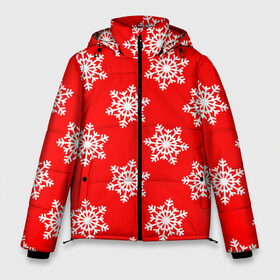 Мужская зимняя куртка 3D с принтом Новогодние снежинки в Белгороде, верх — 100% полиэстер; подкладка — 100% полиэстер; утеплитель — 100% полиэстер | длина ниже бедра, свободный силуэт Оверсайз. Есть воротник-стойка, отстегивающийся капюшон и ветрозащитная планка. 

Боковые карманы с листочкой на кнопках и внутренний карман на молнии. | christmas | new year | snow | ёлка | зима | каникулы | новогодний паттерн | новый год | праздник | рождество | снег | снежинки