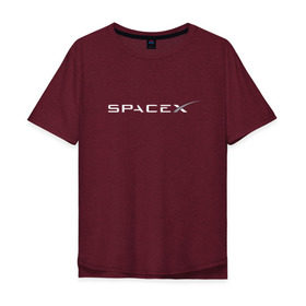 Мужская футболка хлопок Oversize с принтом SpaceX в Белгороде, 100% хлопок | свободный крой, круглый ворот, “спинка” длиннее передней части | Тематика изображения на принте: elon musk | spacex | илон маск | космос | спэйсикс