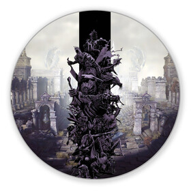 Коврик для мышки круглый с принтом Dark Souls Boss Collaboration в Белгороде, резина и полиэстер | круглая форма, изображение наносится на всю лицевую часть | boss | dark souls | demons | skull | демоны | кости | темные души | черепа