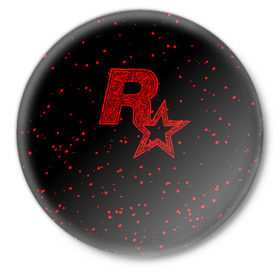 Значок с принтом Rockstar в Белгороде,  металл | круглая форма, металлическая застежка в виде булавки | auto | dead | grand | gta | gta5 | rdr | red | redemption | rockstar | theft | рокстар
