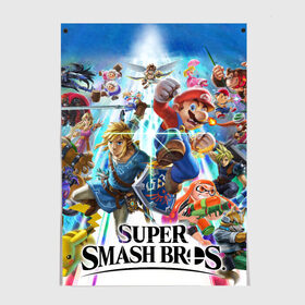 Постер с принтом Super Smash Bros. Ultimate в Белгороде, 100% бумага
 | бумага, плотность 150 мг. Матовая, но за счет высокого коэффициента гладкости имеет небольшой блеск и дает на свету блики, но в отличии от глянцевой бумаги не покрыта лаком | donkey | fighting | kong | mario | nintendo | pokemon | super | байонетта | бельмонты | донки | клауд | конг | мегамен | пикачу | пэкмэн | рихтер | рю | саймон | снейк | солид | соник | страйф | файтинг