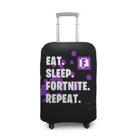 Чехол для чемодана 3D с принтом Eat Sleep Fortnite Repeat в Белгороде, 86% полиэфир, 14% спандекс | двустороннее нанесение принта, прорези для ручек и колес | battle | boss | epic | floss | fortnite | game | games | lama | pubg | pvp | royale | save | survival | the | world | битва | выживание | дроп | игра | игры | королевская | лама | массакр | мир | пабг | спасти | фортнайт