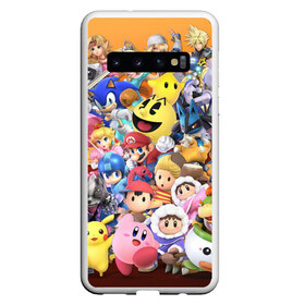 Чехол для Samsung Galaxy S10 с принтом Super Smash Bros в Белгороде, Силикон | Область печати: задняя сторона чехла, без боковых панелей | donkey | fighting | kong | mario | nintendo | pokemon | super | байонетта | бельмонты | клауд | мегамен | пикачу | пэкмэн | рихтер | рю | саймон | солид | соник | страйф | файтинг