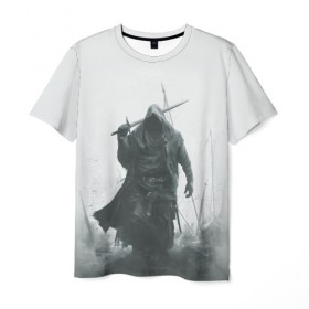 Мужская футболка 3D с принтом После боя в Белгороде, 100% полиэфир | прямой крой, круглый вырез горловины, длина до линии бедер | warrior | воин | капюшон | копья | меч | плащ | поле | пояс | рыцарь | серый