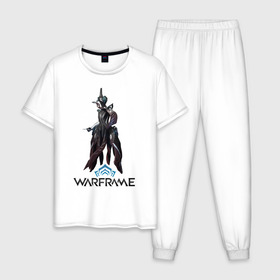Мужская пижама хлопок с принтом Equinox warframe в Белгороде, 100% хлопок | брюки и футболка прямого кроя, без карманов, на брюках мягкая резинка на поясе и по низу штанин
 | warframe | варфрейм