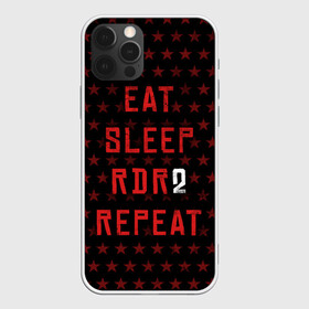 Чехол для iPhone 12 Pro с принтом Eat Sleep RDR2 Repeat в Белгороде, силикон | область печати: задняя сторона чехла, без боковых панелей | dead | die | eat | flag | game | games | gta | rdr | rdr2 | red | redemption | repeat | rockstar | sleep | sun | western | вестерн | выкуп | гта | дикий | запад | игра | игры | красный | мертвый | рдр | рдр2 | рокстар | солнце