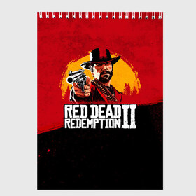 Скетчбук с принтом Red Dead Redemption 2 в Белгороде, 100% бумага
 | 48 листов, плотность листов — 100 г/м2, плотность картонной обложки — 250 г/м2. Листы скреплены сверху удобной пружинной спиралью | Тематика изображения на принте: dead | die | flag | game | games | gta | rdr | rdr2 | red | redemption | rockstar | sun | sunset | western | вестерн | выкуп | гта | дикий | закат | запад | игра | игры | красный | мертвый | поле | рдр | рдр2 | рокстар | солнце