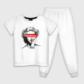 Детская пижама хлопок с принтом Мадонна в Белгороде, 100% хлопок |  брюки и футболка прямого кроя, без карманов, на брюках мягкая резинка на поясе и по низу штанин
 | Тематика изображения на принте: madonna | pop | мадонна | музыка