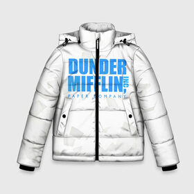 Зимняя куртка для мальчиков 3D с принтом Dunder Mifflin (The Office) в Белгороде, ткань верха — 100% полиэстер; подклад — 100% полиэстер, утеплитель — 100% полиэстер | длина ниже бедра, удлиненная спинка, воротник стойка и отстегивающийся капюшон. Есть боковые карманы с листочкой на кнопках, утяжки по низу изделия и внутренний карман на молнии. 

Предусмотрены светоотражающий принт на спинке, радужный светоотражающий элемент на пуллере молнии и на резинке для утяжки | Тематика изображения на принте: company | dunder | inc | mifflin | office | paper | the | бумага | бумаги | бумажная | дандер | компания | контора | корпорация | листочки | листы | лого | логотип | миффлин | офис | оффис | сериал | сериалы | символ | синий
