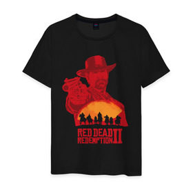 Мужская футболка хлопок с принтом Red Dead Redemption 2 в Белгороде, 100% хлопок | прямой крой, круглый вырез горловины, длина до линии бедер, слегка спущенное плечо. | Тематика изображения на принте: 2 | dead | games | gta | rdr 2 | red | redemption | rock | rockstar | star | style | артур | вестерн | гта | деад | дикий | дэд | запад | ковбои | морган | ред | редемпшн | стиль