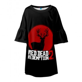 Детское платье 3D с принтом red dead redemption 2 в Белгороде, 100% полиэстер | прямой силуэт, чуть расширенный к низу. Круглая горловина, на рукавах — воланы | game | red dead | red dead redemption 2 | redemption 2 | rockstar games | бандиты | дикий запад | игры | ковбои | оружие