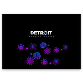 Поздравительная открытка с принтом Новогодний Detroit: Become human в Белгороде, 100% бумага | плотность бумаги 280 г/м2, матовая, на обратной стороне линовка и место для марки
 | 
