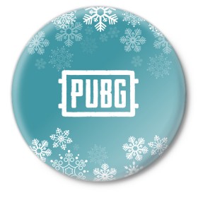 Значок с принтом PUBG Новогодний в Белгороде,  металл | круглая форма, металлическая застежка в виде булавки | Тематика изображения на принте: 