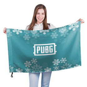 Флаг 3D с принтом PUBG Новогодний в Белгороде, 100% полиэстер | плотность ткани — 95 г/м2, размер — 67 х 109 см. Принт наносится с одной стороны | 