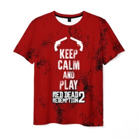 Мужская футболка 3D с принтом RDR2 в Белгороде, 100% полиэфир | прямой крой, круглый вырез горловины, длина до линии бедер | game | gamer | keep calm | rdr2 | red dead redemption 2 | rockstar studios | игры