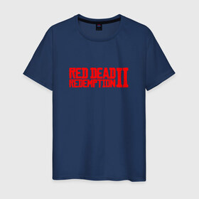 Мужская футболка хлопок с принтом Red Dead Redemption 2 в Белгороде, 100% хлопок | прямой крой, круглый вырез горловины, длина до линии бедер, слегка спущенное плечо. | game | logo | rdr2 | red dead redemption 2 | rockstar studios | игры | логотип