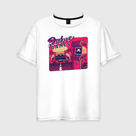 Женская футболка хлопок Oversize с принтом Ретро Игры в Белгороде, 100% хлопок | свободный крой, круглый ворот, спущенный рукав, длина до линии бедер
 | games | retro | денди | игры | приставка | ретро
