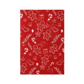 Обложка для паспорта матовая кожа с принтом Новогоднее настроение RED в Белгороде, натуральная матовая кожа | размер 19,3 х 13,7 см; прозрачные пластиковые крепления | настроение | новый год | печенье | подарки