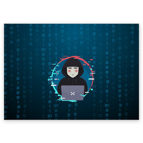 Поздравительная открытка с принтом Anonymous hacker в Белгороде, 100% бумага | плотность бумаги 280 г/м2, матовая, на обратной стороне линовка и место для марки
 | anonymous | hacker | it | аноним | взлом | компьютер | ноутбук | программист | хакер
