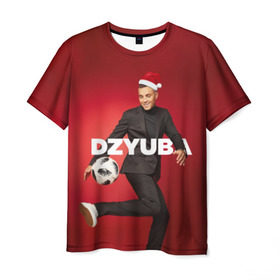 Мужская футболка 3D с принтом Новогодний Дзюба в Белгороде, 100% полиэфир | прямой крой, круглый вырез горловины, длина до линии бедер | new yaer | артем дзюба | дзюба | зима футбол | новый год | новый год футбол | футбол | футбол новый год