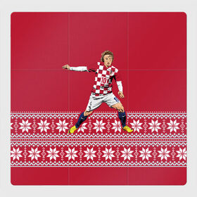 Магнитный плакат 3Х3 с принтом Luka Modric в Белгороде, Полимерный материал с магнитным слоем | 9 деталей размером 9*9 см | luka modric | modric | new yaer | зима футбол | модрич | новый год | новый год футбол | футбол | футбол новый год