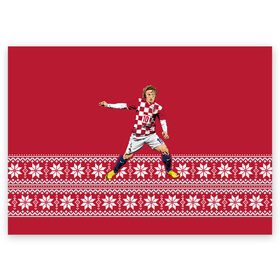 Поздравительная открытка с принтом Luka Modric в Белгороде, 100% бумага | плотность бумаги 280 г/м2, матовая, на обратной стороне линовка и место для марки
 | Тематика изображения на принте: luka modric | modric | new yaer | зима футбол | модрич | новый год | новый год футбол | футбол | футбол новый год