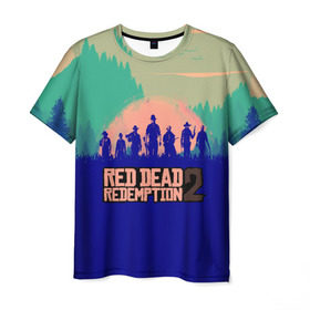 Мужская футболка 3D с принтом Red Dead Redemption 2 в Белгороде, 100% полиэфир | прямой крой, круглый вырез горловины, длина до линии бедер | 