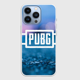 Чехол для iPhone 13 Pro с принтом PUBG light blue в Белгороде,  |  | pubg | игра | лого | пубг | светлый | стрелялка | шутер
