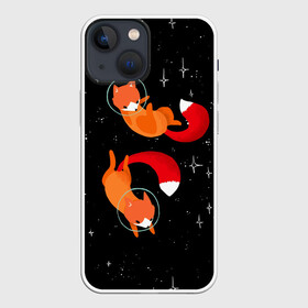 Чехол для iPhone 13 mini с принтом Лисички в Космосе в Белгороде,  |  | cute | fox | foxes | ginger | space | tail | забавная | космическая | космонавт | космонавты | космос | лис | лиса | лисица | лисицы | лисичка | лисички | лисы | милая | рыжая | рыжие | скафандр | смешная | фыр | хвост