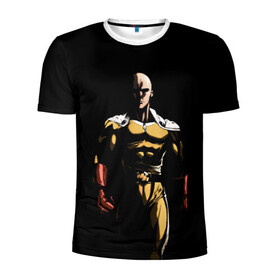 Мужская футболка 3D спортивная с принтом Сайтама в Белгороде, 100% полиэстер с улучшенными характеристиками | приталенный силуэт, круглая горловина, широкие плечи, сужается к линии бедра | man | one | punch | saitama | аниме | ванпанчмен | манга