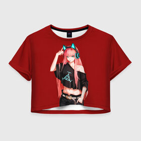 Женская футболка Cropp-top с принтом Anime let`s play в Белгороде, 100% полиэстер | круглая горловина, длина футболки до линии талии, рукава с отворотами | zero | аниме | зеро | милый во франкcе | тян