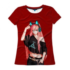 Женская футболка 3D с принтом Anime let`s play в Белгороде, 100% полиэфир ( синтетическое хлопкоподобное полотно) | прямой крой, круглый вырез горловины, длина до линии бедер | zero | аниме | зеро | милый во франкcе | тян