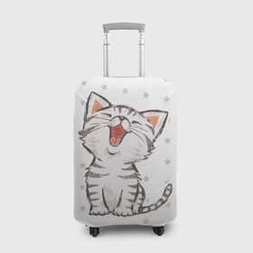 Чехол для чемодана 3D с принтом Милейший Котик в Белгороде, 86% полиэфир, 14% спандекс | двустороннее нанесение принта, прорези для ручек и колес | cat | cats | cute | kitten | kitty | pussy | smile | звезды | кот | котенок | котик | котики | коты | котята | кошечка | кошечки | кошка | кошки | милая | милота | милый | полосатый | смеется | улыбается | улыбака | улыбка