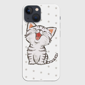 Чехол для iPhone 13 mini с принтом Милейший Котик в Белгороде,  |  | cat | cats | cute | kitten | kitty | pussy | smile | звезды | кот | котенок | котик | котики | коты | котята | кошечка | кошечки | кошка | кошки | милая | милота | милый | полосатый | смеется | улыбается | улыбака | улыбка