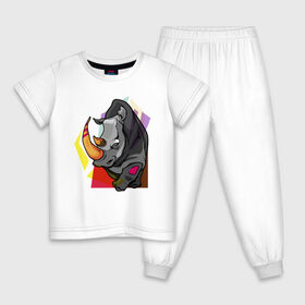 Детская пижама хлопок с принтом Носорог в Белгороде, 100% хлопок |  брюки и футболка прямого кроя, без карманов, на брюках мягкая резинка на поясе и по низу штанин
 | Тематика изображения на принте: 