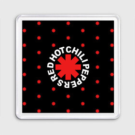 Магнит 55*55 с принтом Red Hot Chili Peppers в Белгороде, Пластик | Размер: 65*65 мм; Размер печати: 55*55 мм | chili | cross | hot | logo | music | peppers | red | red hot chili peppers | rhcp | rock | star | symbol | звезда | звездочка | красная | красный | крест | логотип | музыка | перцы | рок | символ | цветок | цветочек | чили