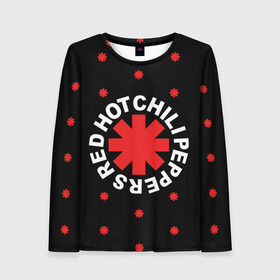 Женский лонгслив 3D с принтом Red Hot Chili Peppers в Белгороде, 100% полиэстер | длинные рукава, круглый вырез горловины, полуприлегающий силуэт | chili | cross | hot | logo | music | peppers | red | red hot chili peppers | rhcp | rock | star | symbol | звезда | звездочка | красная | красный | крест | логотип | музыка | перцы | рок | символ | цветок | цветочек | чили